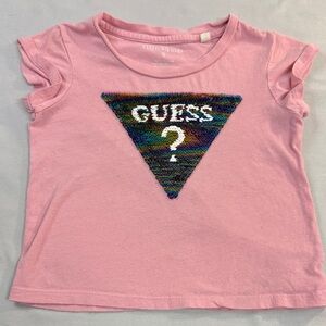 ⭐️ Guess - Kids Pink Tee with Multicolor Sequin Logo